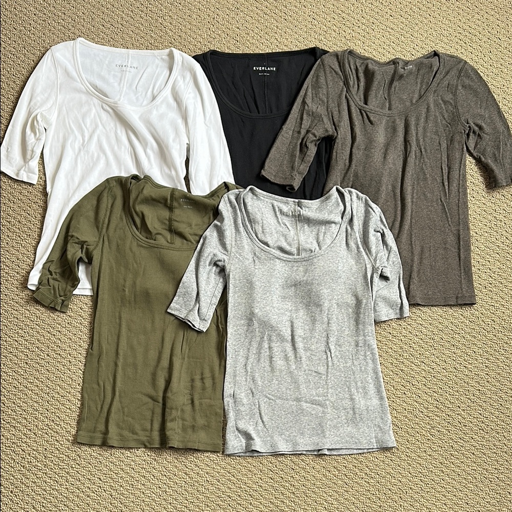 Lot of everlane Luxe rib scoop neck tee all medium